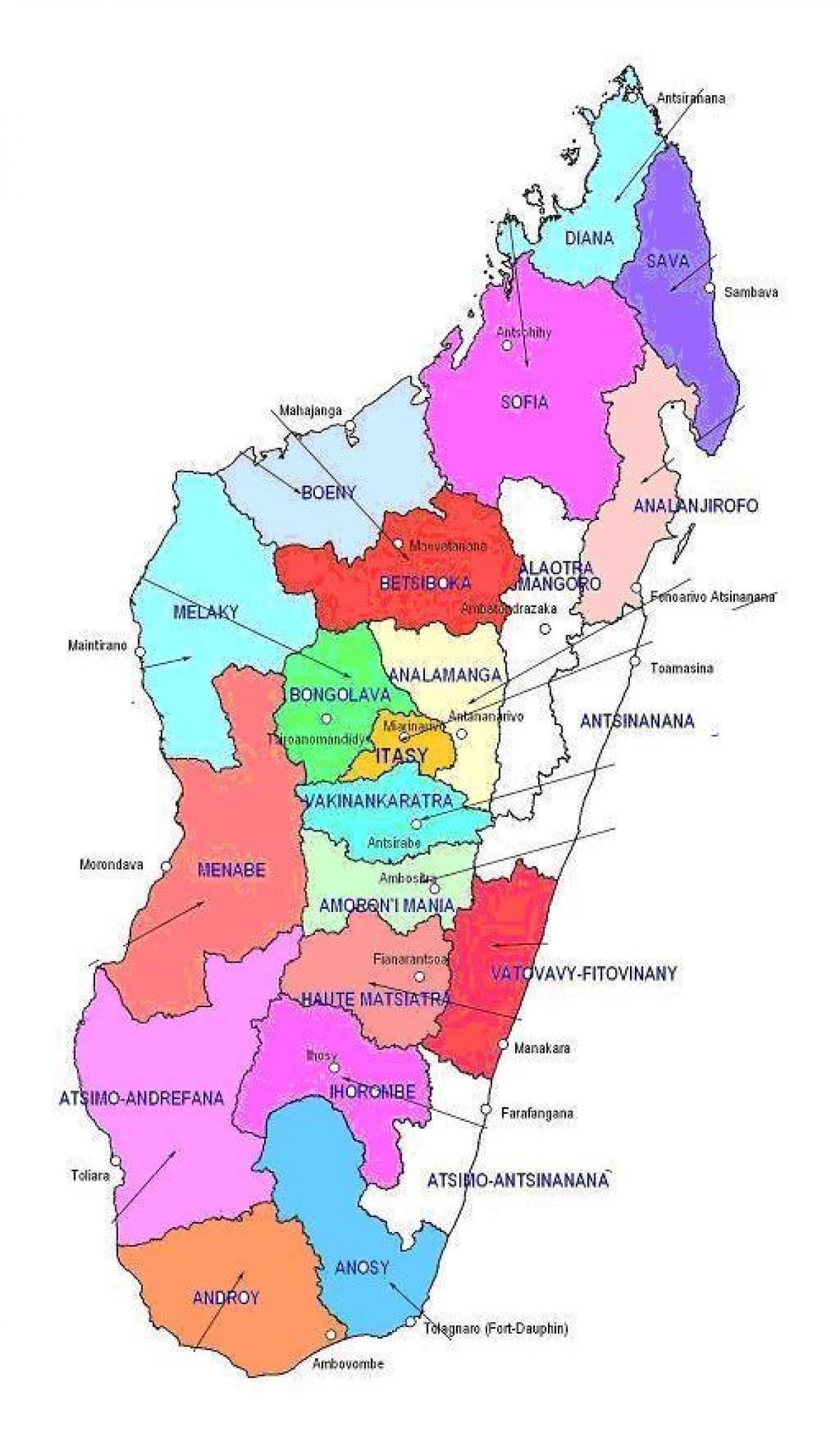 mapa Madagascar eskualde