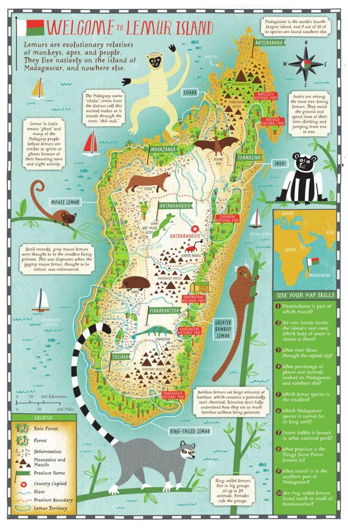 mapa Madagascar mapa kids for