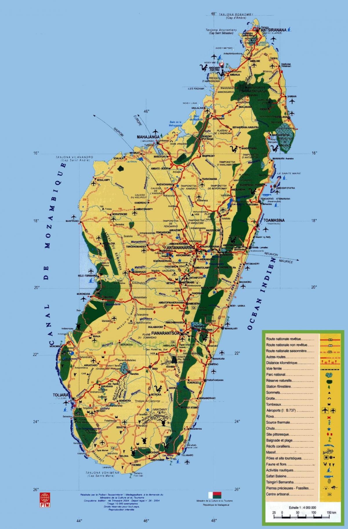 Madagascar turismo-erakargarri mapa