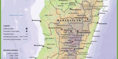 Mapa fisikoa mapa Madagascar