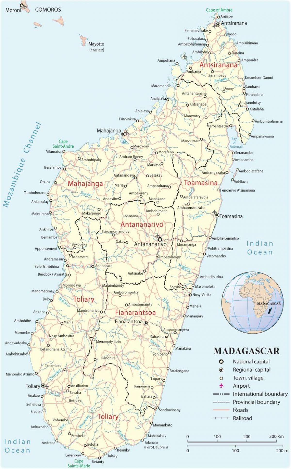 mapa Madagascar aireportuetan