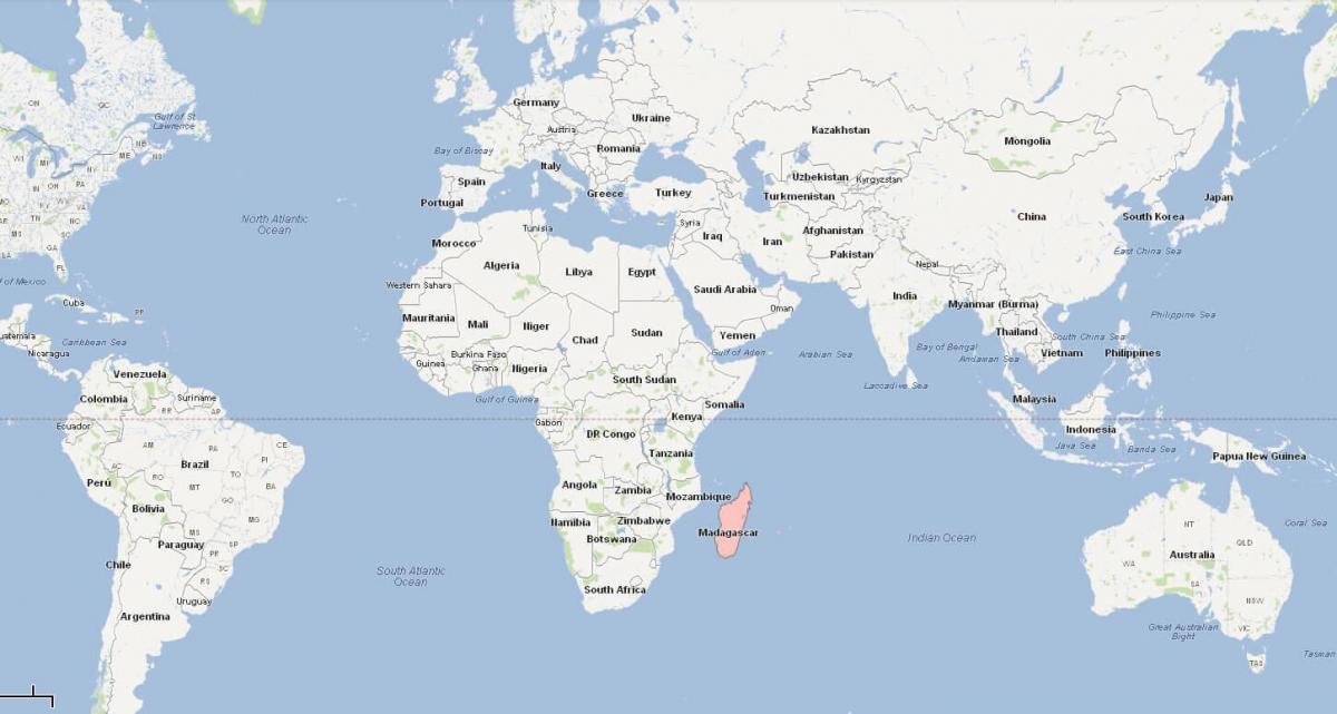 munduko mapa erakutsiz Madagascar