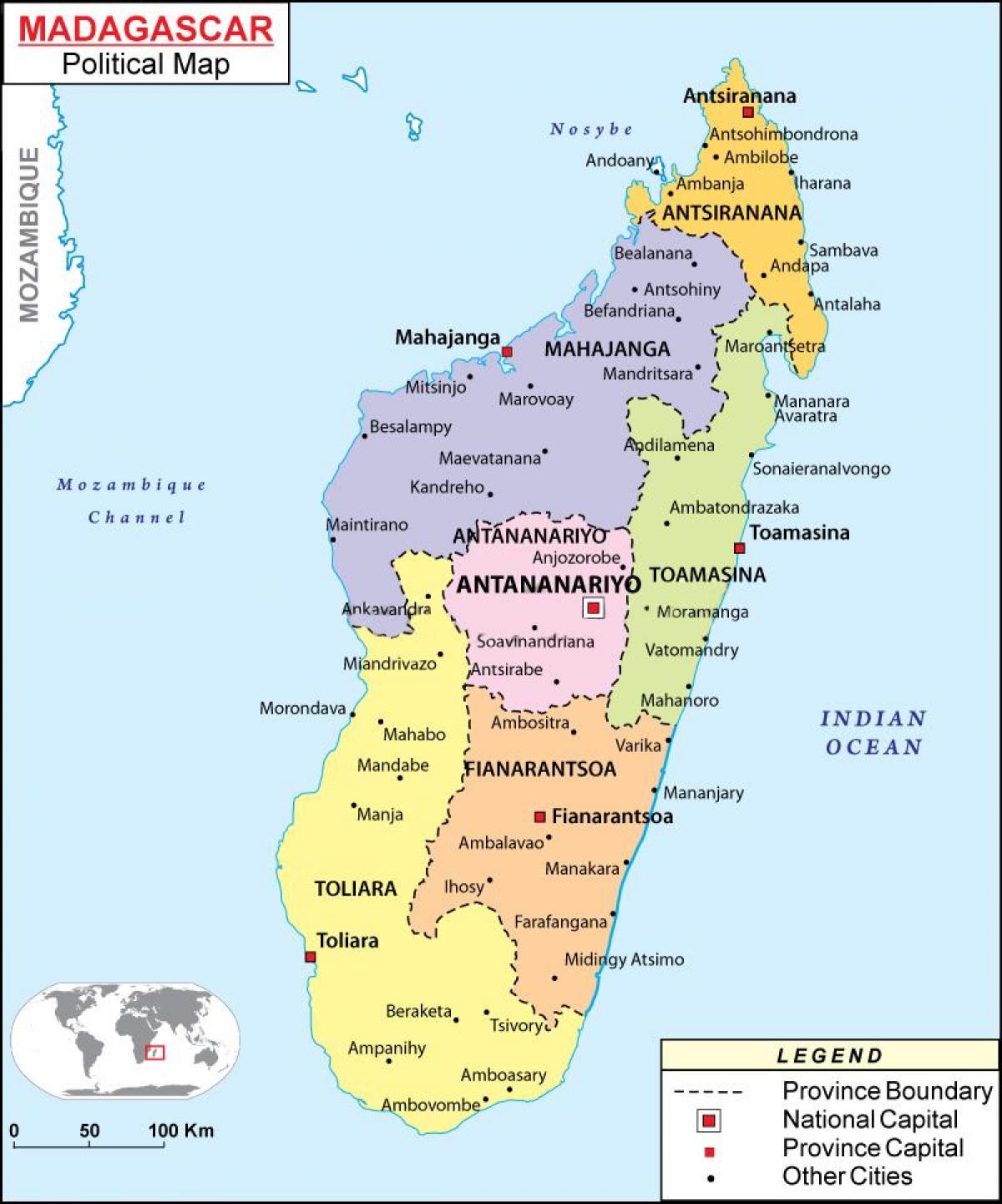 mapa mapa politikoa Madagascar