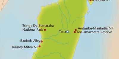 Mapa Madagascar mendiak