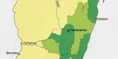 Madagascar biztanleriaren dentsitatea mapa